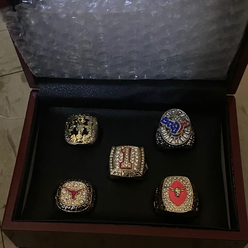 Men's Houston Texans 5 Championship Ring Set with Black and Gold Accents